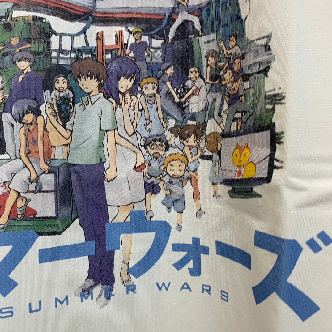 S539# P130 Saint Michael x Summer Wars x GEEKS RULE Summer Wars short-sleeved T-shirt color: white black size: S, M, L, XL